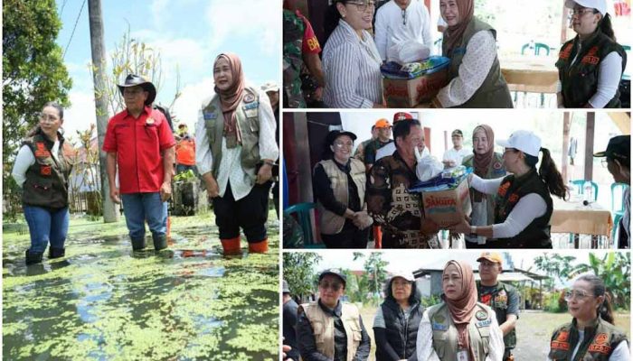 Wabup VaSung dan Kemensos RI Sapa Pengungsi Korban Banjir dan Serahkan Bantuan